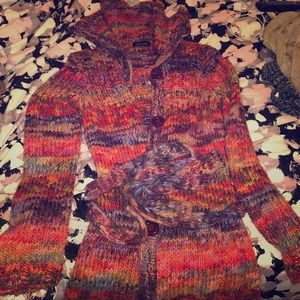 Long multi color wool cardigan